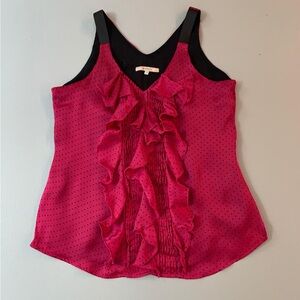 Pink polka dot tank with ruffles - S